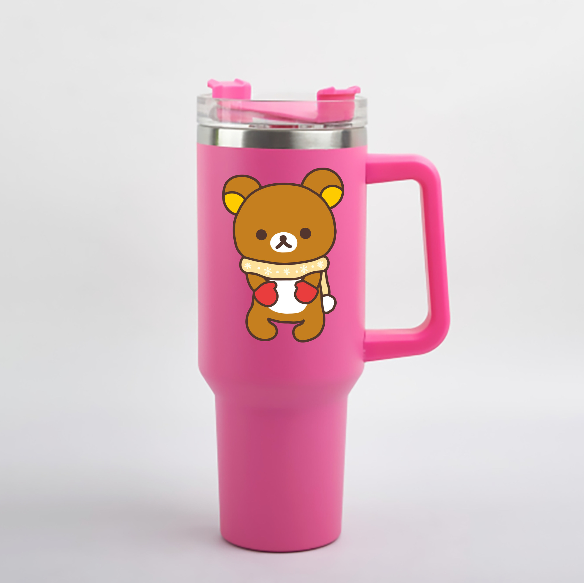 （画像用） リラックマ リラックマ キイロイトリ Rilakkuma Korilakkuma Kiiroitori 1200mL車用タンブラー - クリスタルステッカー（プラスチックストロー付き）